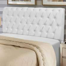 Cabeceira Estofada Paris 100CM Solteiro Strass Suede Branco - D A DECOR
