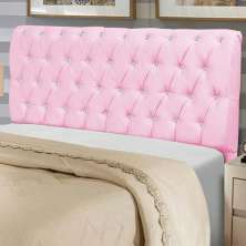 Cabeceira Estofada Paris 100CM Solteiro Strass Suede Rosa - D A DECOR