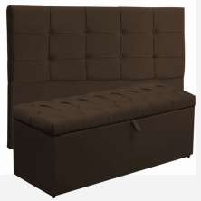 Kit Cabeceira Ana Luisa+ Calçadeira Itália Casal 140 CM Suede Marrom - D A Decor