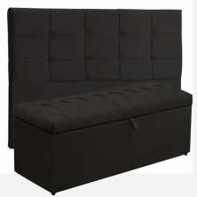 Kit Cabeceira Ana Luisa+ Calçadeira Itália Casal 140 CM Suede Preto - D A Decor