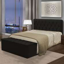 Kit Cabeceira Istambul+ Calçadeira Itália Casal 140 CM Suede Preto - D A Decor