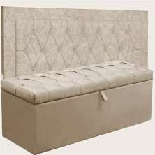 Kit Cabeceira Lunna + Calçadeira Itálial Casal 140 CM Suede Bege - D A Decor