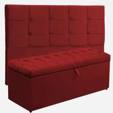 Kit Cabeceira Mel + Calçadeira Itália Casal 140 CM Suede Vermelho - D A Decor
