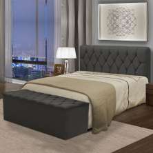 Kit Cabeceira Pérola+ Calçadeira Itálial Casal 140 CM Suede Cinza - D A Decor