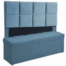 Kit Cabeceira Poliana+ Calçadeira Kiara Casal 140 CM Suede Azul Turquesa- D A Decor