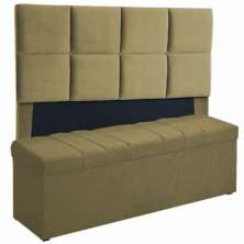Kit Cabeceira Poliana+ Calçadeira Kiara Casal 140 CM Suede Camurça - D A Decor