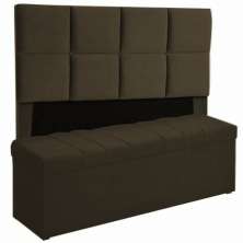 Kit Cabeceira Poliana+ Calçadeira Kiara Casal 140 CM Suede Marrom - D A Decor