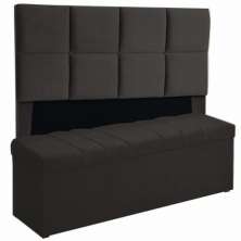 Kit Cabeceira Poliana+ Calçadeira Kiara Casal 140 CM Suede Preto - D A Decor