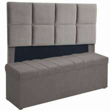 Kit Cabeceira Poliana+ Calçadeira Kiaral Casal 140 CM Suede Cinza - D A Decor