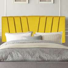 Painel Estofada Bélgica 100CM Solteiro Suede Amarelo - D A DECOR