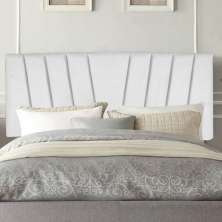 Painel Estofada Bélgica 100CM Solteiro Suede Branco - D A DECOR