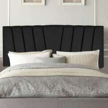Painel Estofada Bélgica 100CM Solteiro Suede Preto - D A DECOR