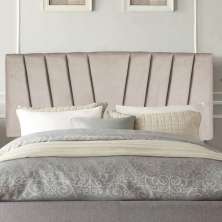Painel Estofada Bélgica 195CM King Suede Bege - D A DECOR