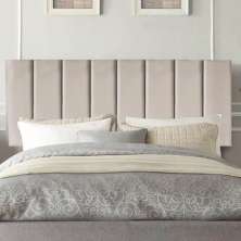 Painel Estofada Carla 195CM King Suede Bege - D A DECOR