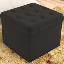 Puff Baú Malli 40X50X50 Suede Preto - D A Decor
