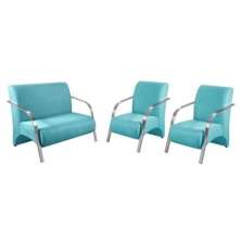 Conjunto Vênus  2 Poltronas de 1 Lugar e 1 de 2 Lugares Braço Alumínio  DSalla Suede.  Acqua