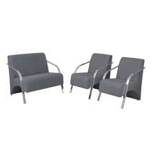 Conjunto Vênus  2 Poltronas de 1 Lugar e 1 de 2 Lugares Braço Alumínio  DSalla Suede.  Grafite
