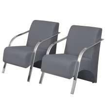 Kit 2 Poltronas Decorativas Vênus 1 Lugar Braço Pé Alumínio D Salla Suede Grafite
