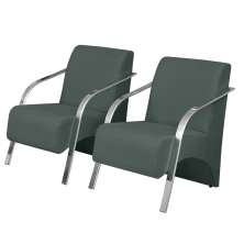 Kit 2 Poltronas Decorativas Vênus 1 Lugar Braço Pé Alumínio DSalla Suede Verde