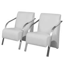 Kit 2 Poltronas Decorativas Vênus 1 Lugar Braço Pé Alumínio DSalla Tecido Sintético  Branco