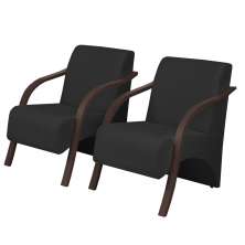 Kit 2 Poltronas Decorativas Vênus 1 Lugar Braço Pé Madeira D Salla Suede Preto