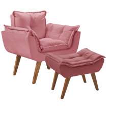 Kit Poltrona Opalla Com Puff Moveis D Salla Rosa