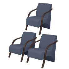 Kit3 Poltronas Decorativas Vênus 1 Lugar Braço Pé Madeira D Salla Suede Grafite