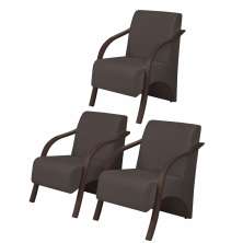 Kit3 Poltronas Decorativas Vênus 1 Lugar Braço Pé Madeira D Salla Suede Marrom
