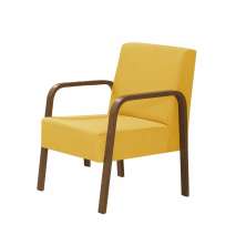 Poltrona Decorativa 1 Lugar Jade Braço Madeira D Salla Suede Amarelo