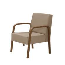 Poltrona Decorativa 1 Lugar Jade Braço Madeira D Salla Suede Cappuccino