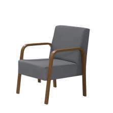 Poltrona Decorativa 1 Lugar Jade Braço Madeira D Salla Suede Grafite