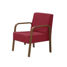 Poltrona Decorativa 1 Lugar Jade Braço Madeira D Salla Suede Vermelho