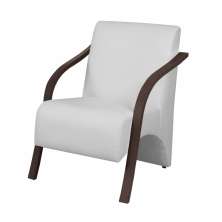 Poltrona Decorativa 1 Lugar Vênus Braço Madeira D Salla Tecido Sintético  Branco