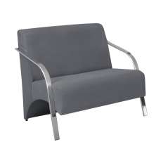 Poltrona Decorativa 2 Lugares Vênus Braço Pé Alumínio DSalla Suede  Cinza