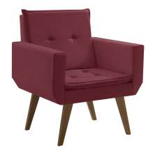Poltrona Decorativa Taurus 1 Lugar Base Palito Tecido Bordô
