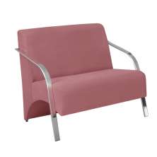 Poltrona Namoradeira 2 Lugares Vênus Braço Alumínio D Salla Suede Rosa