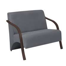 Poltrona Namoradeira 2 Lugares Vênus D Salla Suede Braço Madeira Cinza