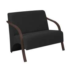 Poltrona Namoradeira Vênus D Salla Suede Braço Madeira Preto