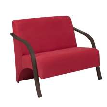 Poltrona Namoradeira Vênus D Salla Suede Braço Madeira Vermelho