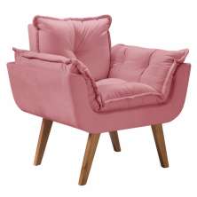 Poltrona Opala Pé Palito Rosa Tecido 209 