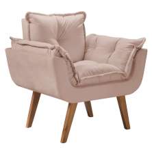 Poltrona Opalla Pé Palito Suede D Salla1 Lugar Cappuccino