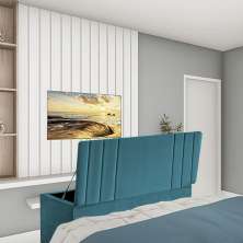 Calçadeira Baú Recamier Casal 140CM Grécia Suede Azul Turquesa - D A DECOR
