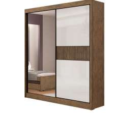 Guarda Roupa 2 portas Ripado MDF Ypê e Off white