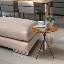 Mesa Lateral Embaraço Redonda Bistrô apoio Sofá Decoração 45 x 45cm Metal Preto