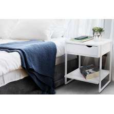 Mesa de Cabeceira Branca 1 Gaveta Móvel Quarto  Apoio Lateral de Cama