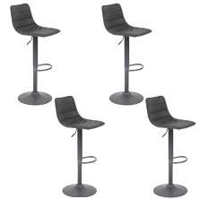 Banqueta Alta Kit 4 Bete Preto Base Giratória de Metal Preto R02 - D'Rossi