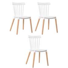 Cadeira Sala de Jantar Pé Palito Madeira Kit 3 Tóquio Branco R02 - D'Rossi