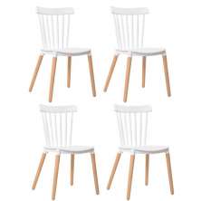 Cadeira Sala de Jantar Pé Palito Madeira Kit 4 Tóquio Branco R02 - D'Rossi