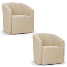 Kit 2 Poltronas Stella Max Suede Bege Base Giratória - D'Rossi