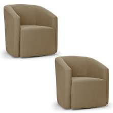 Kit 2 Poltronas Stella Max Suede Marrom Rato Base Giratória - D'Rossi
